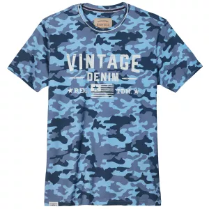 T-shirt camouflage bleu denim style vintage urbain