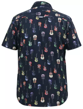Chemise imprimée guitares bleu marine-5XL