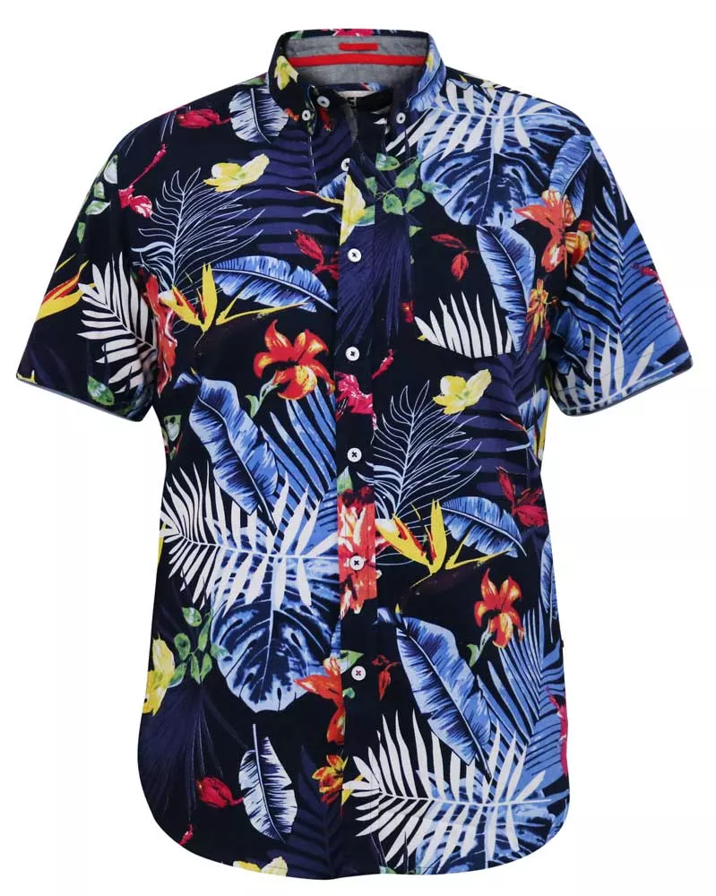 Chemise hawaïenne bleu nuit manche courte de 3XL à 6XL - TOBY-3XL