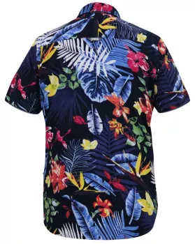 Chemise hawaïenne bleu nuit manche courte de 3XL à 6XL - TOBY-4XL