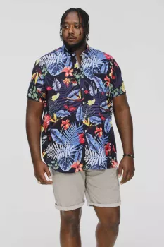 Chemise hawaïenne bleu nuit manche courte de 3XL à 6XL - TOBY-4XL