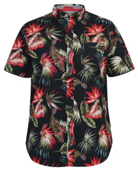 Chemise hawaïenne fleurie noire