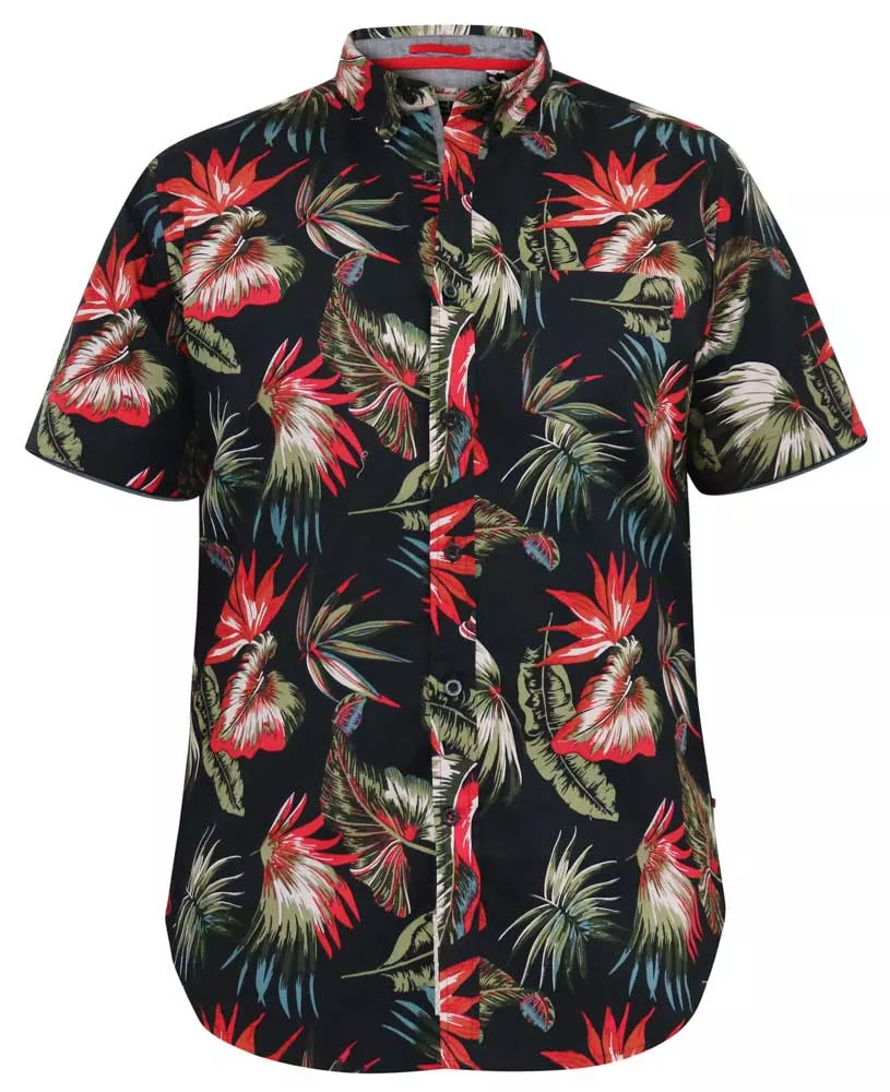 Chemise hawaïenne noire manche courte de 3XL à 8XL - LENNOX-3XL