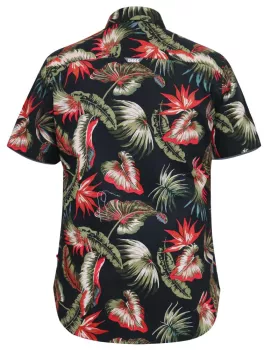 Chemise hawaïenne noire manche courte de 3XL à 8XL - LENNOX-4XL