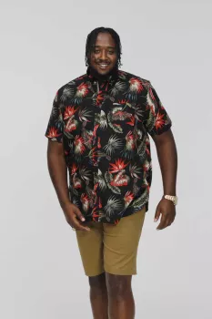 Chemise hawaïenne noire manche courte de 3XL à 8XL - LENNOX-4XL