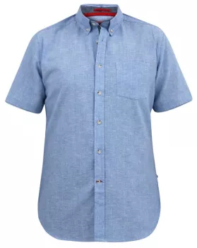 Chemise lin coton bleu clair manche courte de 3XL à 8XL-5XL