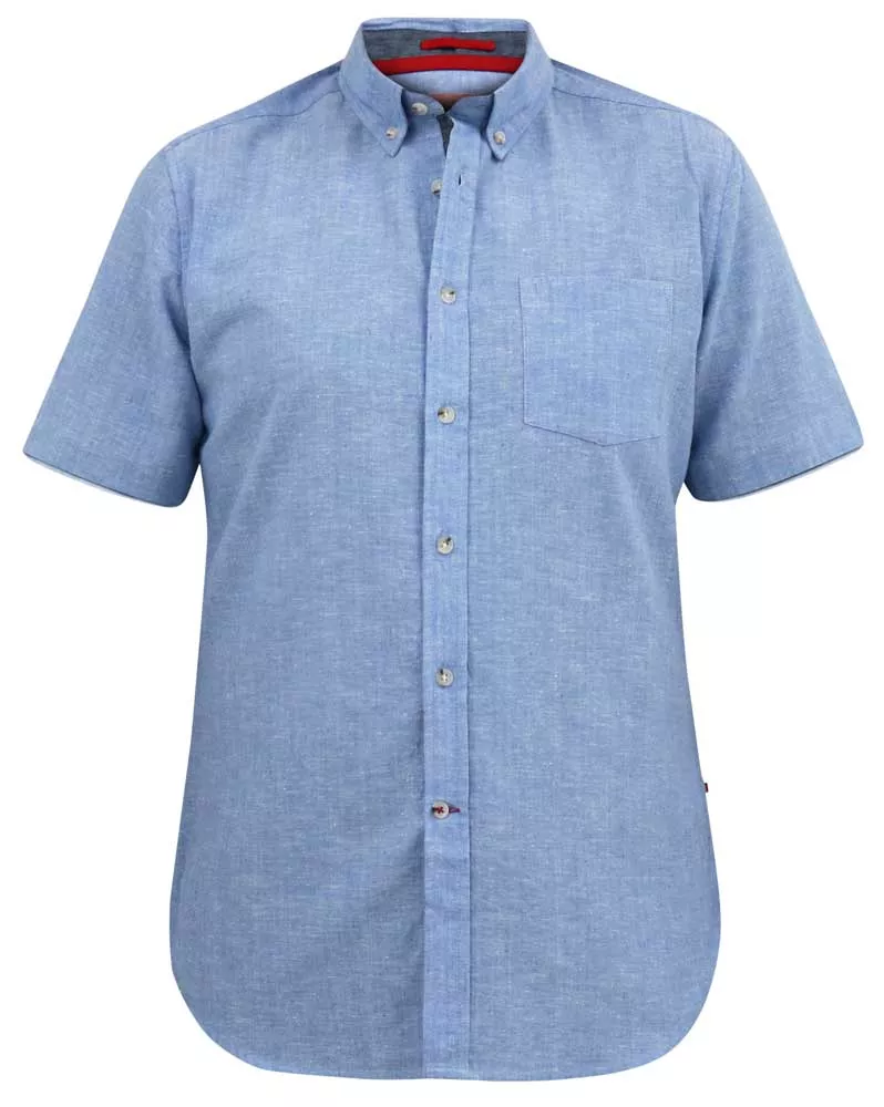Chemise lin coton bleu clair manche courte de 3XL à 8XL-7XL