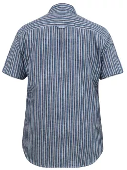 Chemise lin coton lignée bleu manche courte de 3XL à 8XL-6XL
