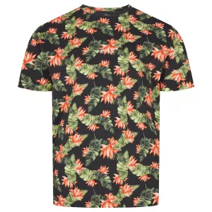 North 56°4 T-shirt imprimé manche courte noir fleur hibiscus 2XL à 7XL