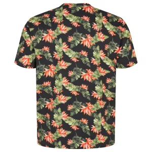 North 56°4 T-shirt imprimé manche courte noir fleur hibiscus 2XL à 7XL-3XL
