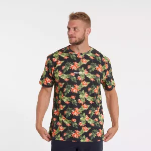 T-shirt North 56°4 hibiscus noir fleur hibiscus-7XL