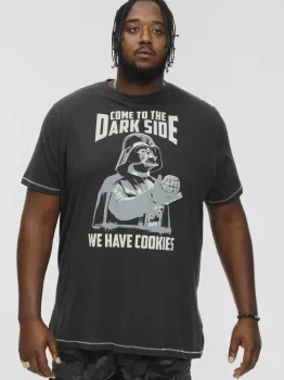 T-shirt noir délavé manche courte 3XL à 10XL - Dark Vador-7XL