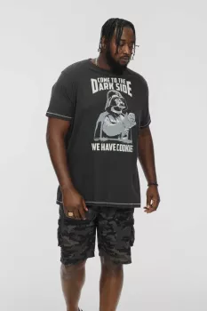 T-shirt noir délavé manche courte 3XL à 10XL - Dark Vador-7XL