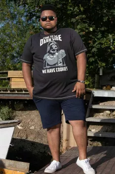 T-shirt noir délavé manche courte 3XL à 10XL - Dark Vador-7XL