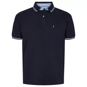 Polo piqué contrasté bleu marine-7XL