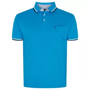 North 56.4 Polo col contrasté bleu Mykonos de 2XL à 10XL