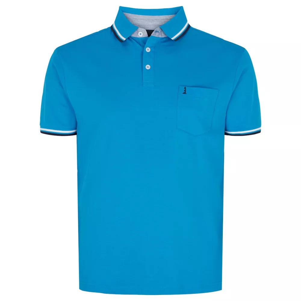 North 56.4 Polo col contrasté bleu Mykonos de 2XL à 10XL-2XL