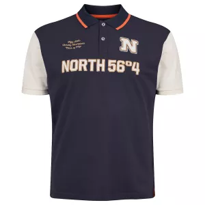Polo piqué North 56°4 bleu marine blanc brodé-4XL