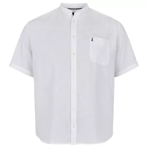 Chemise blanche col mandarin en lin coton-5XL
