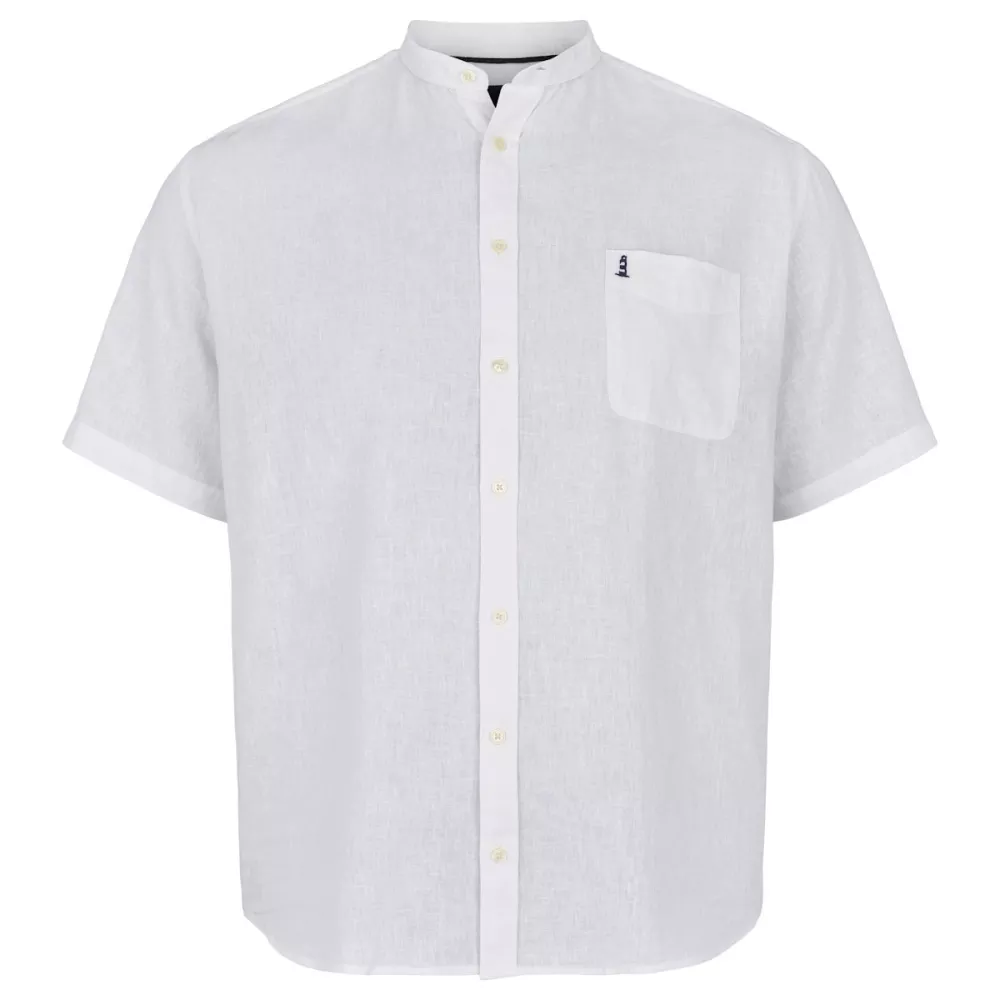 Chemise lin-coton manche courte col mandarin blanche de 2XL à 8XL-2XL