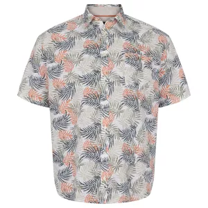 Chemise Beige clair motif florale en lin coton-4XL