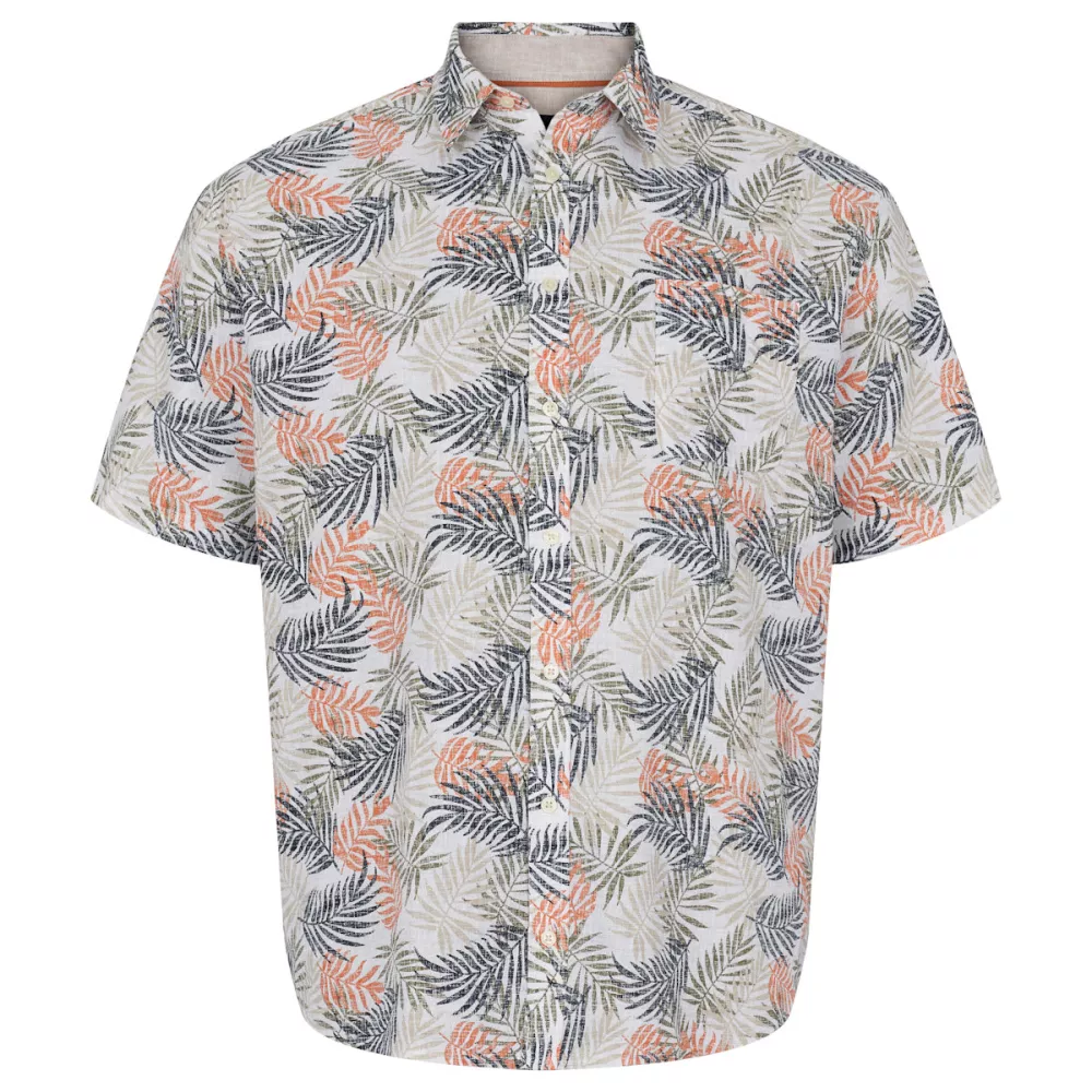 Chemise manche courte lin-coton imprimée Beige clair de 2XL à 8XL-5XL