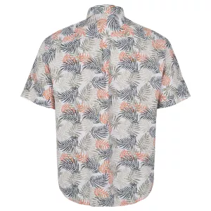 Chemise Beige clair motif florale en lin coton-5XL