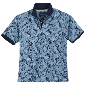 Polo jersey bleu denim foncé avec motif floral de 3XL à 10XL