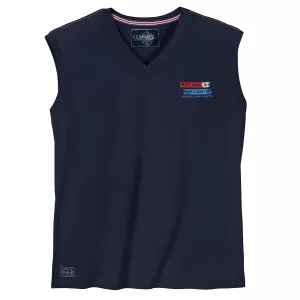 T-shirt sans manche col en V bleu nuit de 3XL à 10XL - Set Sail & Navigate