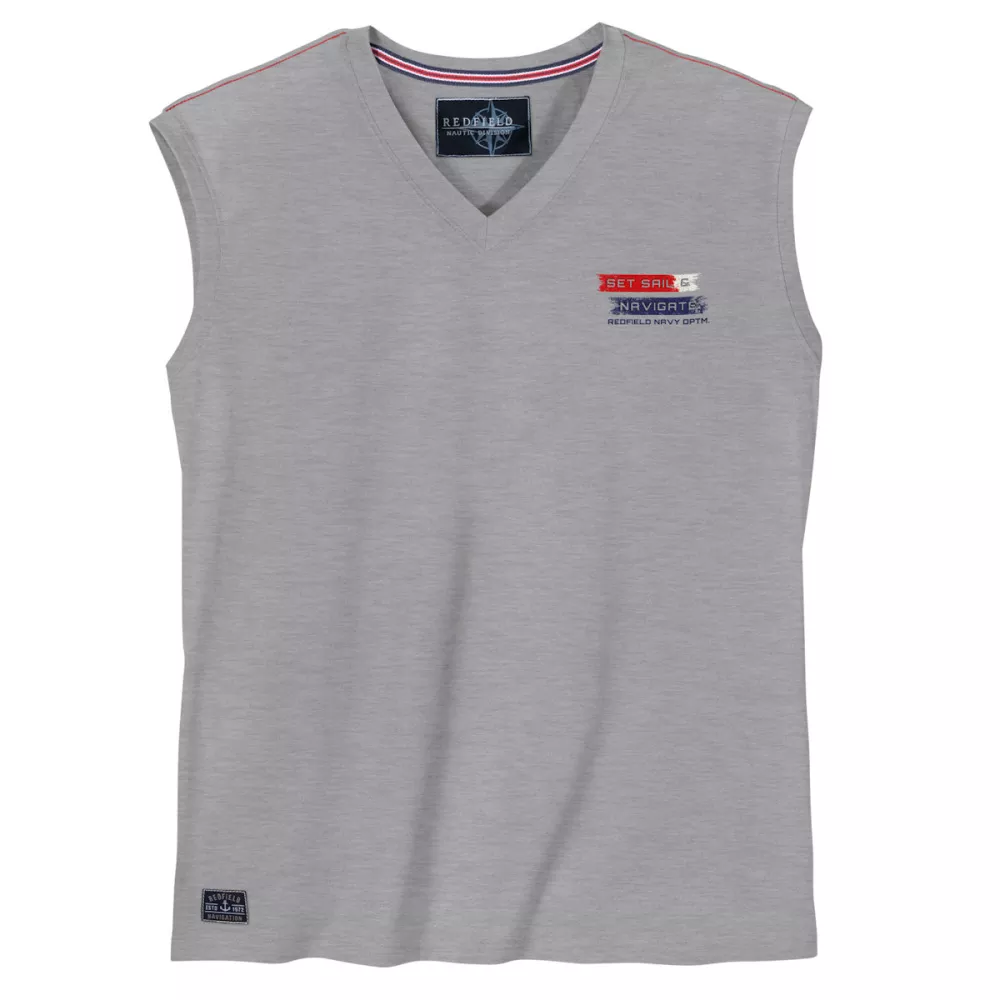 T-shirt sans manche col en V Mélange de gris clair de 3XL à 10XL - Set Sail & Na-3XL