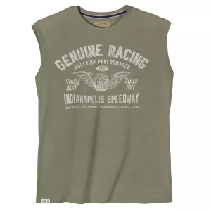 Débardeur Genuine Racing vert olive style vintage