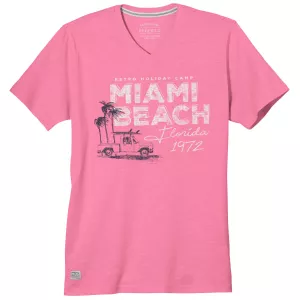 T-shirt col V Miami Beach rose 