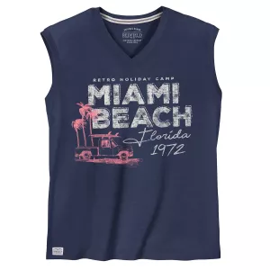 T-shirt sans manche col en V bleu denim foncé de 3XL à 10XL - Miami Beach