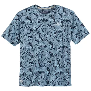 T-shirt manche courte bleu denim foncé avec motif floral de 3XL à 10XL
