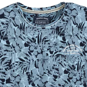 T-shirt manche courte bleu denim foncé avec motif floral de 3XL à 10XL-10XL