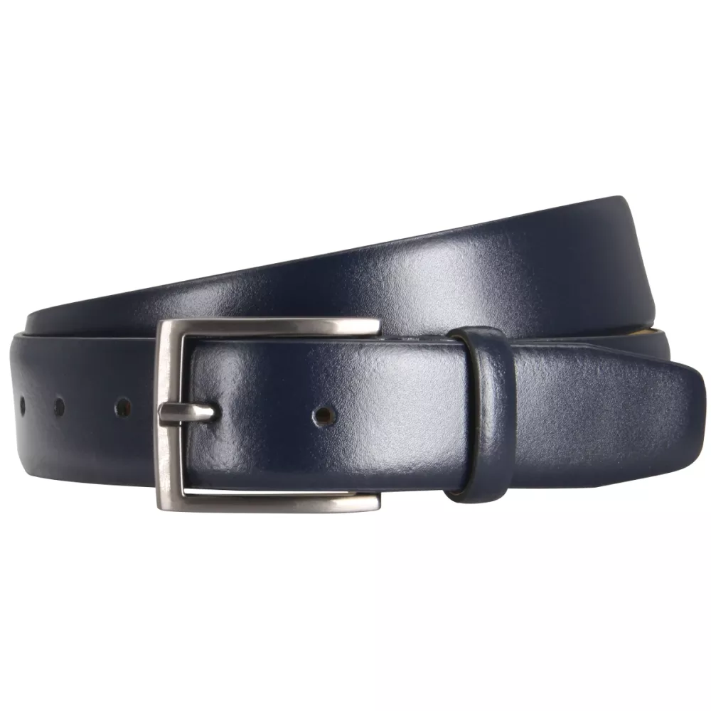 Ceinture en cuir véritable bleu marine ajustable de 120 cm à 150 cm--