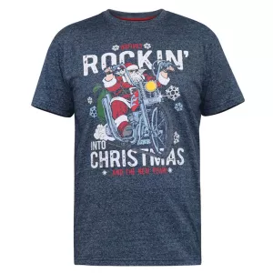 T-shirt Mélange de bleu marine Noël manche courte 3XL à  6XL - Rocking Santa