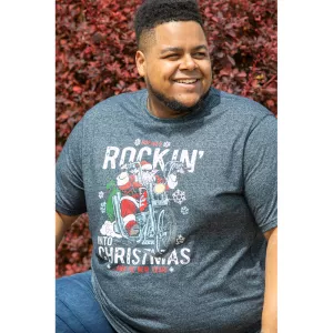 T-shirt Mélange de bleu marine Noël manche courte 3XL à  6XL - Rocking Santa-4XL