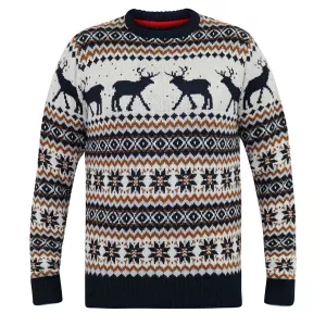 Pull Noël rennes nordique blanc-cassé-2XL