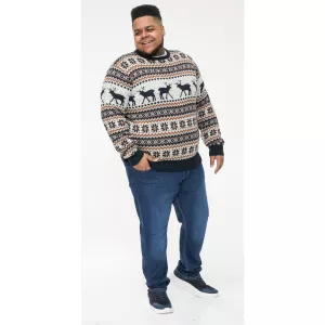 Pull Noël rennes nordique blanc-cassé-2XL