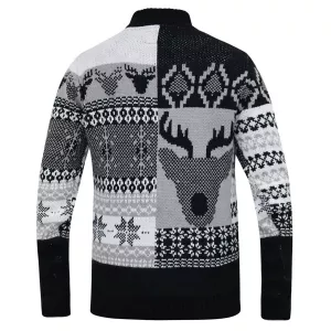 Pull de Noël noir col zippé-5XL