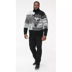 Pull de Noël noir col zippé-3XL