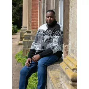 Pull de Noël noir col zippé-3XL