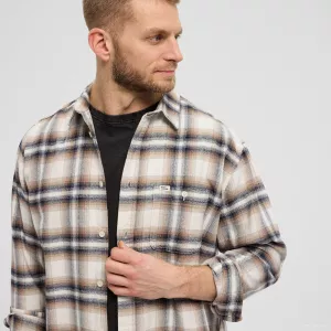 Surchemise Boutonnée carreaux gris ocre orange et noir-4XL