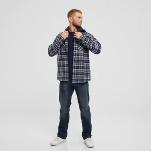 Surchemise Pression avec capuche carreaux marine rouge -7XL