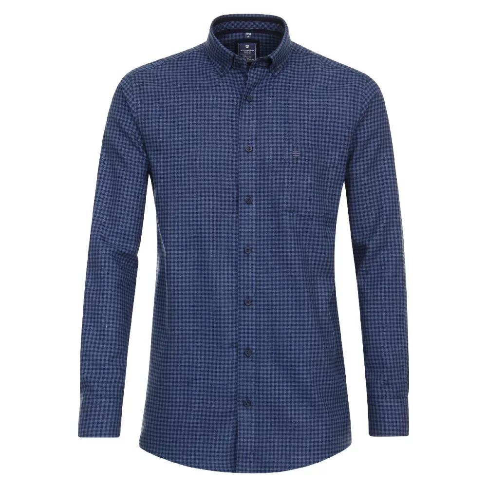 Chemise manche longue en flanelle petis carreaux bleu marine bleu de 2XL à 6XL-5XL