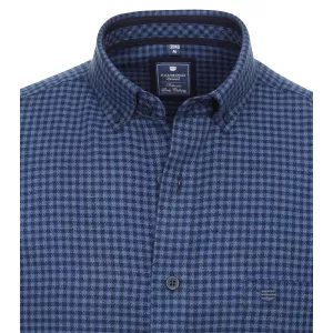 Chemise en flanelle petis carreaux bleu marine bleu-5XL