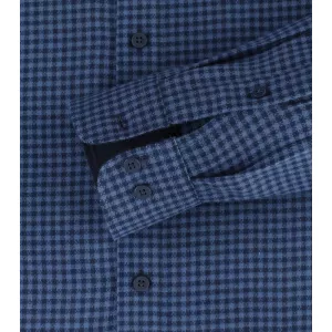 Chemise en flanelle petis carreaux bleu marine bleu-4XL