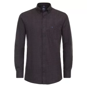 Chemise manche longue en flanelle petis carreaux marron bleu marine de 2XL à 6XL