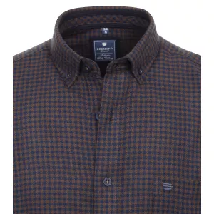 Chemise en flanelle petis carreaux marron bleu marine-5XL